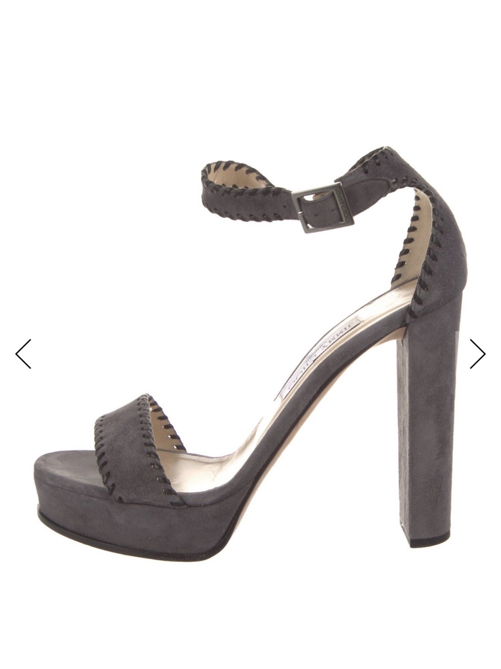 Jimmy Choo Gray Suede Ankle-Strap Platform Heel